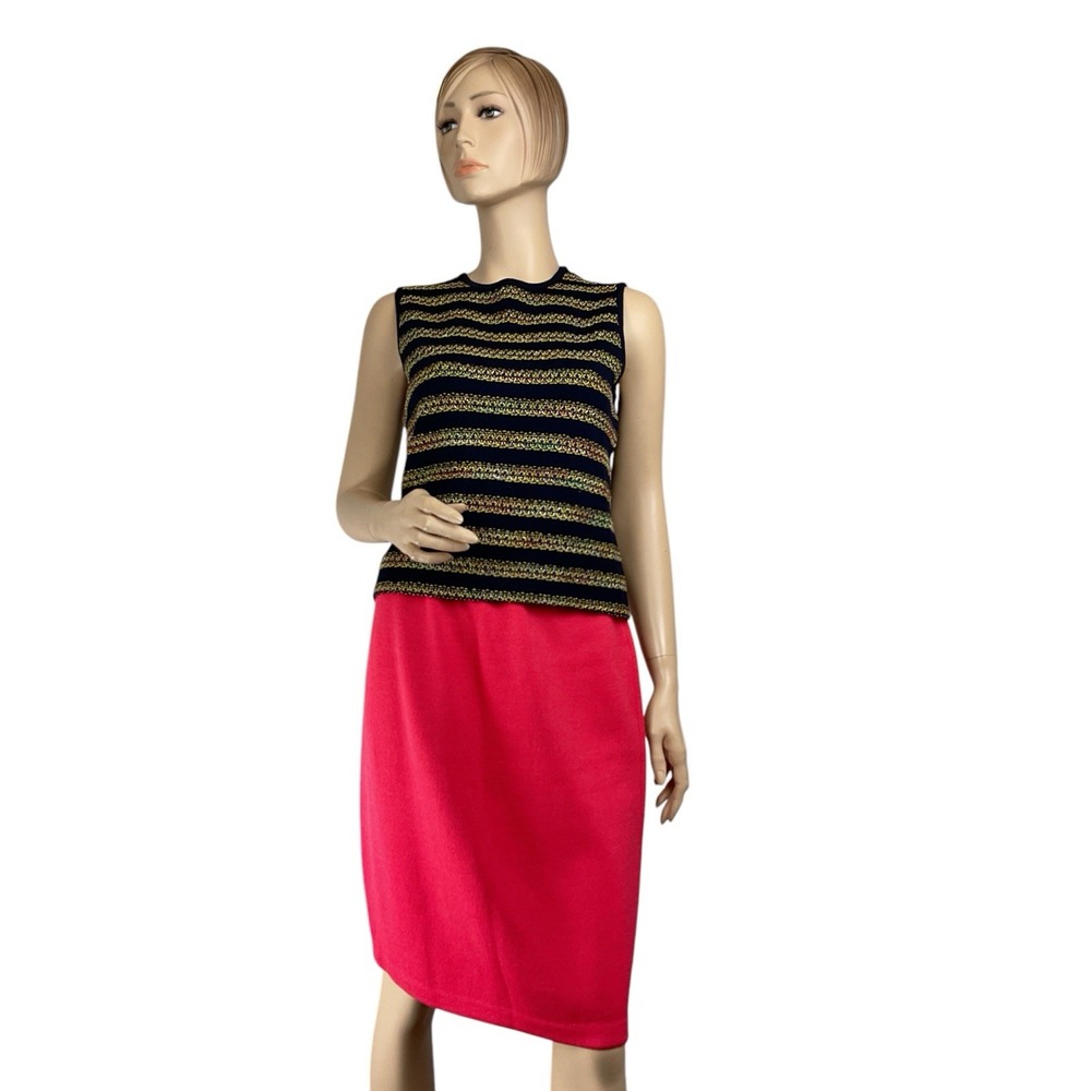 St. John 2 Piece Skirt and Top Outfit Sz S-8 Vintage Pink Skirt
